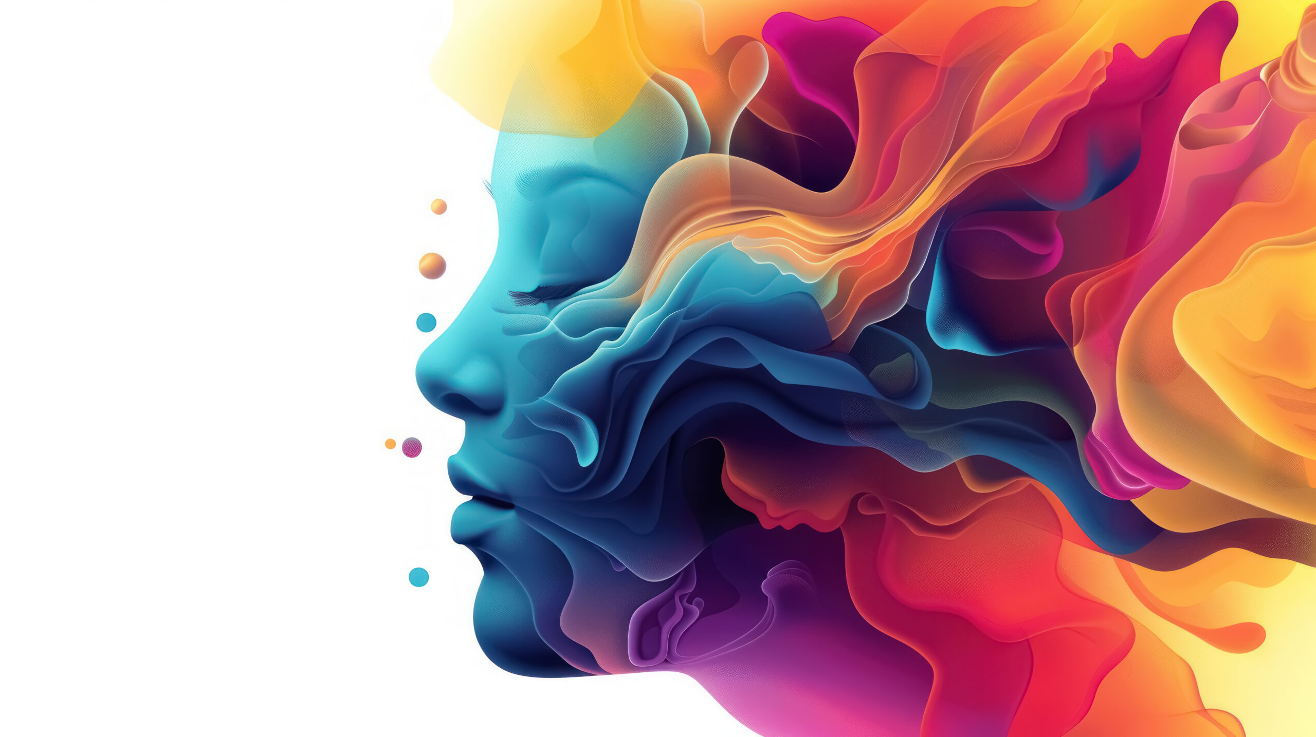 abstract colorful profile of human faces in vibrant hues